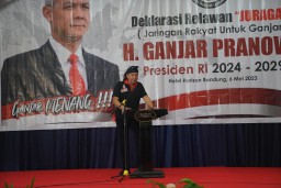 Jaringan Relawan untuk Ganjar (Juragan) mendeklarasikan diri untuk memenangkan Ganjar Pranowo sebagai Presiden RI 2024-2029 (Jabar Memanggil/lst)