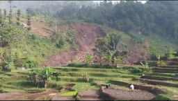 Tebing setinggi 40 meter di Kampung Babakan, Desa Nanggerang, Kecamatan Sukasari, Kabupaten Sumedang longsor, Selasa (20/6/2023) (Memanggil.co/lst)