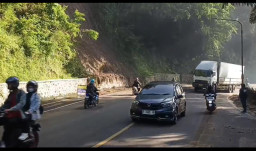 Jalur Cadas Pangeran Bandung-Cirebon Kembali Normal Pasca Longsor, Polres Sumedang Siagakan Patroli
